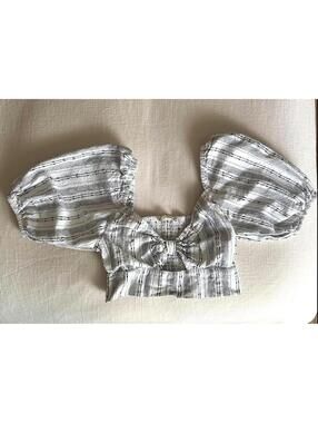 Altar'd State Puff Sleeve Crop Top Medium Milkmaid